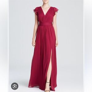 Jill Stuart Gown - V-Neck Flutter Cap Sleeve ,100% silk .Size 4